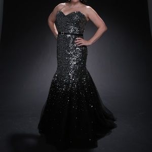 Camille La Vie Strapless Sequin Prom Dress